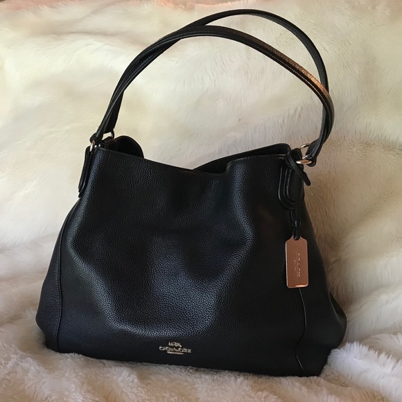SOLD Coach Edie 31 handbag in black pebbled - Picture 2 of 4